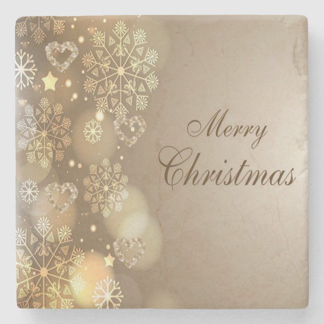 Christmas Marble Stone Coaster, Merry Christmas Coaster (Front)