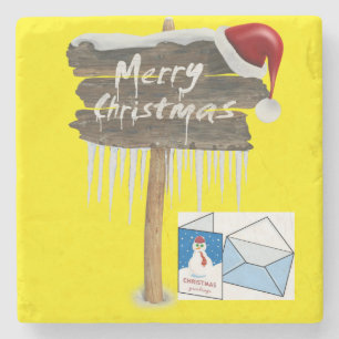 Christmas Marble Stone Coaster, Merry Christmas Coaster
