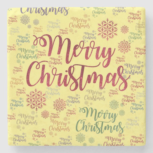Christmas Marble Stone Coaster, Merry Christmas Stone Coaster (Front)