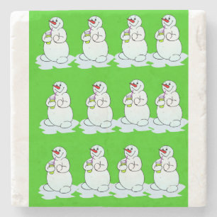 Christmas Marble Stone Coaster, Snowman  Stone Coaster