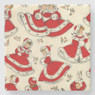 Christmas Marble Stone Coaster, Vintage Coaster