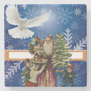 Christmas Marble Stone Coaster, Vintage Coaster