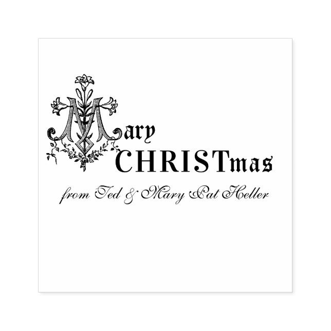 Christmas Marian Cross Religious Catholic Greeting Rubber Stamp (Imprint)