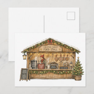 Christmas Market Food Stall for Holiday Food Lover Postcard