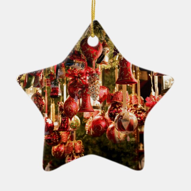 Christmas Market Hanging Baubles Nuremberg Ceramic Ornament (Front)