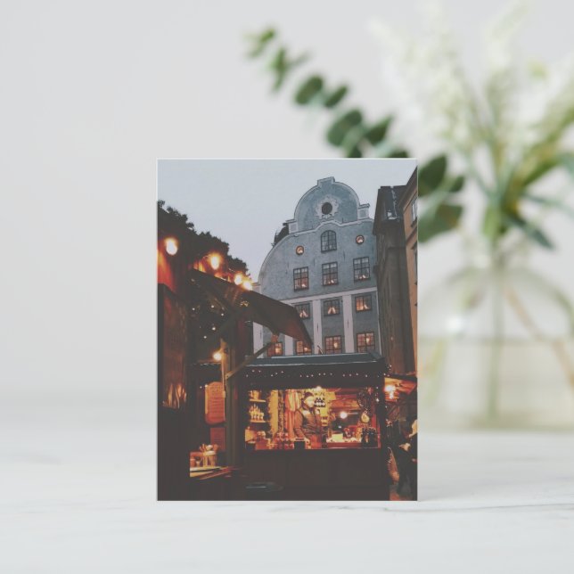 Christmas Market in Stockholm  Postcard (Standing Front)