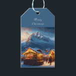 Christmas market in the mountains - custom gift tags<br><div class="desc">This GIft Tag features a deep snowy village in the mountains in the evening. People walk thickly dressed over the festively lit Christmas market. A romantic motif for all who love Christmas! Pretty decor for your Christmas gifts!</div>
