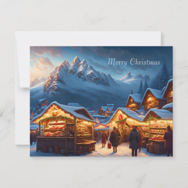 Christmas market in the mountains - open house  holiday card (Front)
