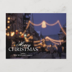 Christmas market lights holiday postcard