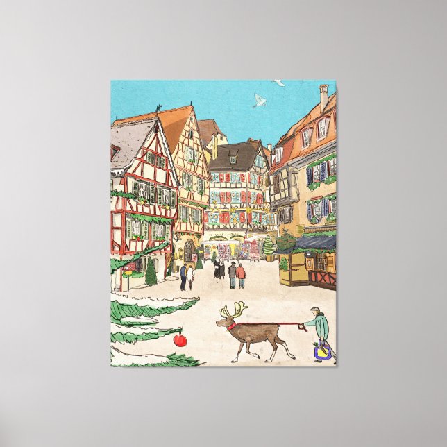 Christmas Market Strasbourg France Retro-inspired Canvas Print (Front)