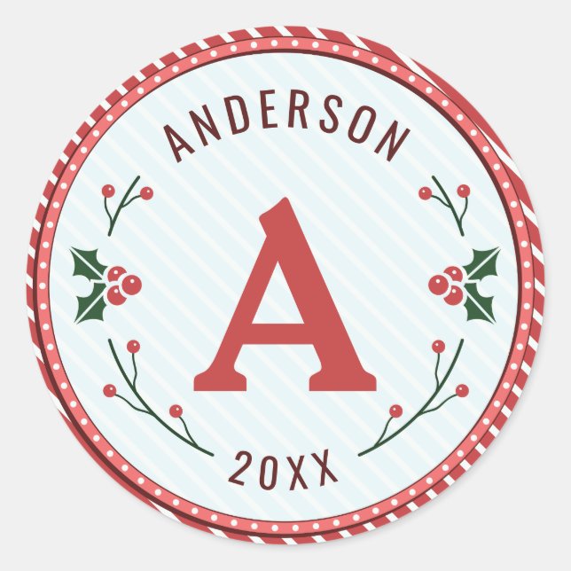 Christmas Marquee Monogram Stickers (Front)