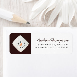 Christmas Marshmallow Snowman Return Address Label