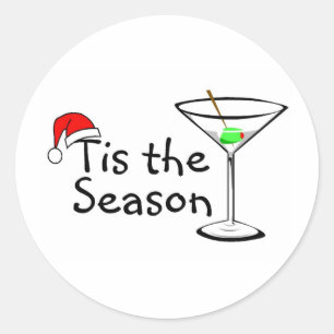 Christmas Martini Tis The Season Classic Round Sticker
