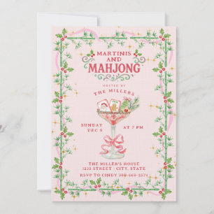Christmas Martinis and Mahjong Party Invitation
