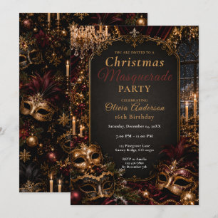 Christmas Masquerade Sixteen Party Invitation