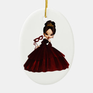 CHRISTMAS MASQURADE BALL CERAMIC ORNAMENT