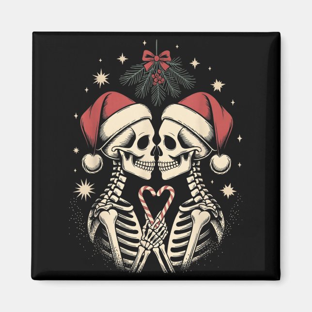 Christmas Matching Gothic Couple Dark Humor Skelet Magnet (Front)