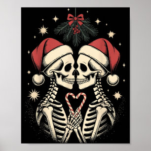 Christmas Matching Gothic Couple Dark Humor Skelet Poster