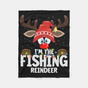 Christmas Matching I'm The Fishing Reindeer  Fleece Blanket