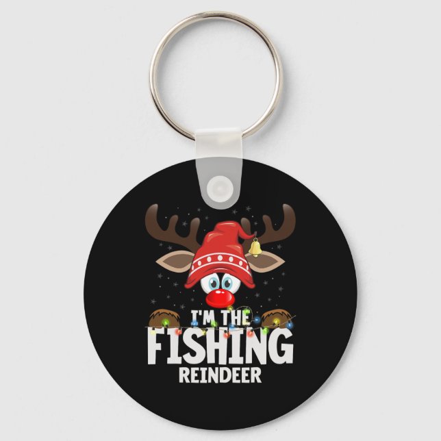 Christmas Matching I'm The Fishing Reindeer  Keychain (Front)