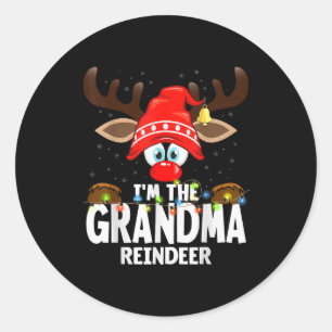 Christmas Matching I'm The Grandma Reindeer  Classic Round Sticker