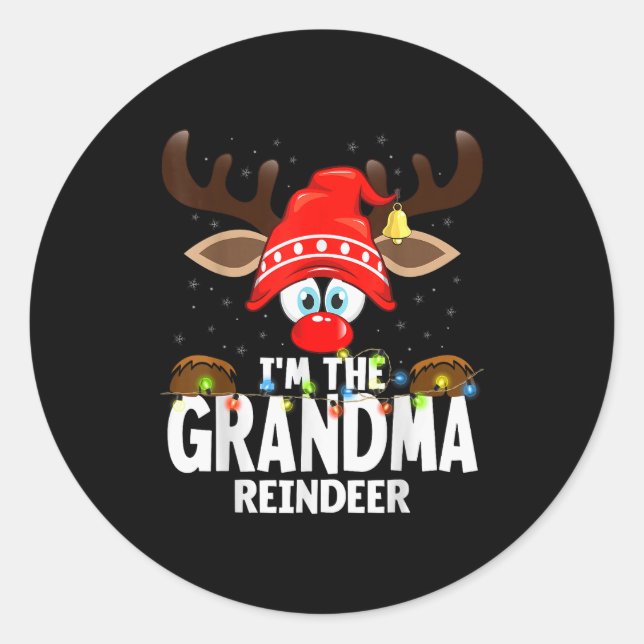Christmas Matching I'm The Grandma Reindeer  Classic Round Sticker (Front)