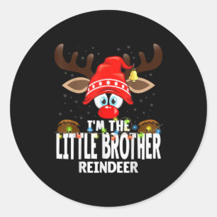 Christmas Matching I'm The Little Brother Reindeer Classic Round Sticker