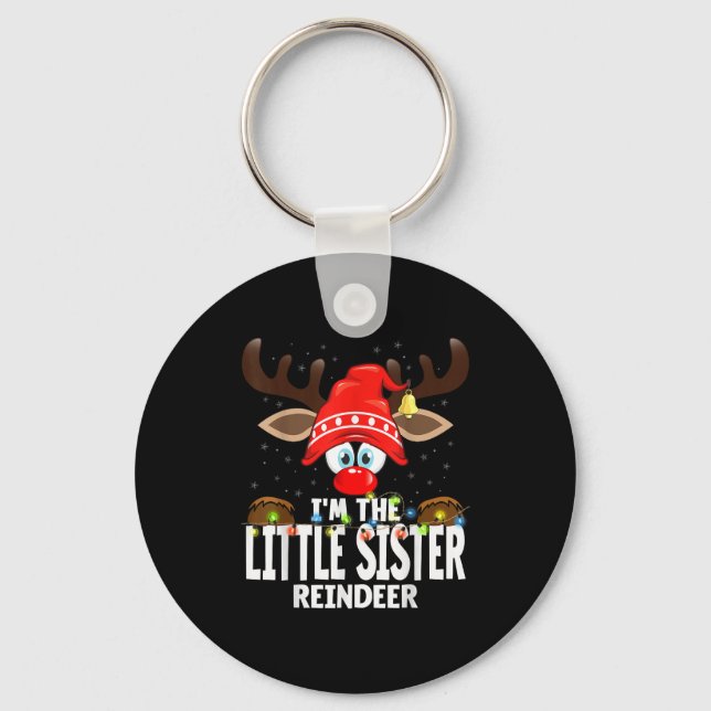 Christmas Matching I'm The Little Sister Reindeer  Keychain (Front)