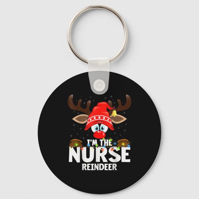 Christmas Matching I'm The Nurse Reindeer  Keychain (Front)