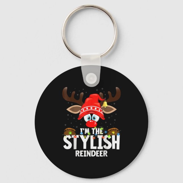 Christmas Matching I'm The Stylish Reindeer  Keychain (Front)