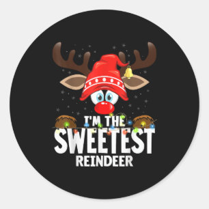 Christmas Matching I'm The Sweetest Reindeer  Classic Round Sticker