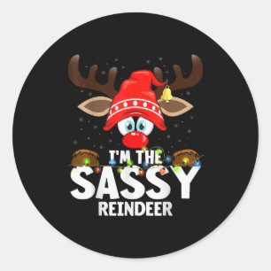 Christmas Matching I'm The Sy Reindeer  Classic Round Sticker