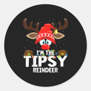 Christmas Matching I'm The Tipsy Reindeer Classic Round Sticker