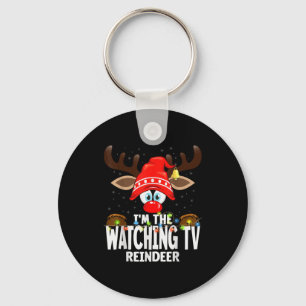 Christmas Matching I'm The Watching Tv Reindeer Keychain