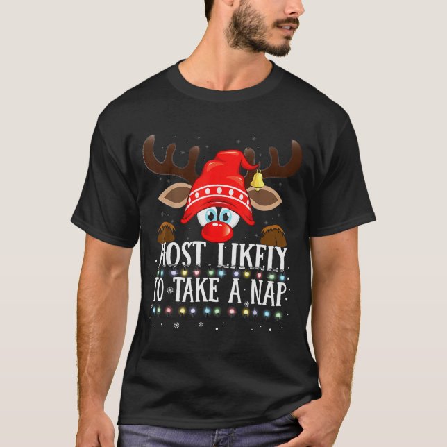 Christmas Matching Most Likely To Take A Nap Pjs  T-Shirt (Front)
