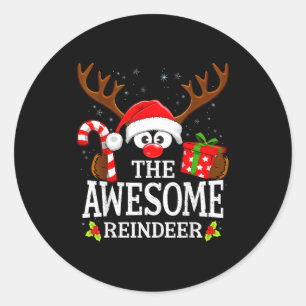 Christmas Matching The Awesome Reindeer Family Classic Round Sticker