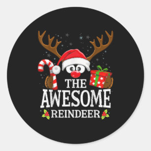 Christmas Matching The Awesome Reindeer Family  Classic Round Sticker