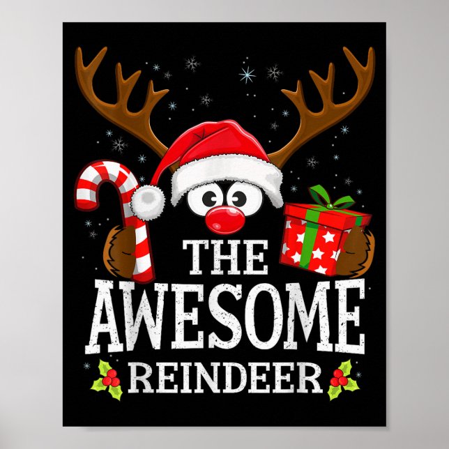 Christmas Matching The Awesome Reindeer Family  Poster (Front)