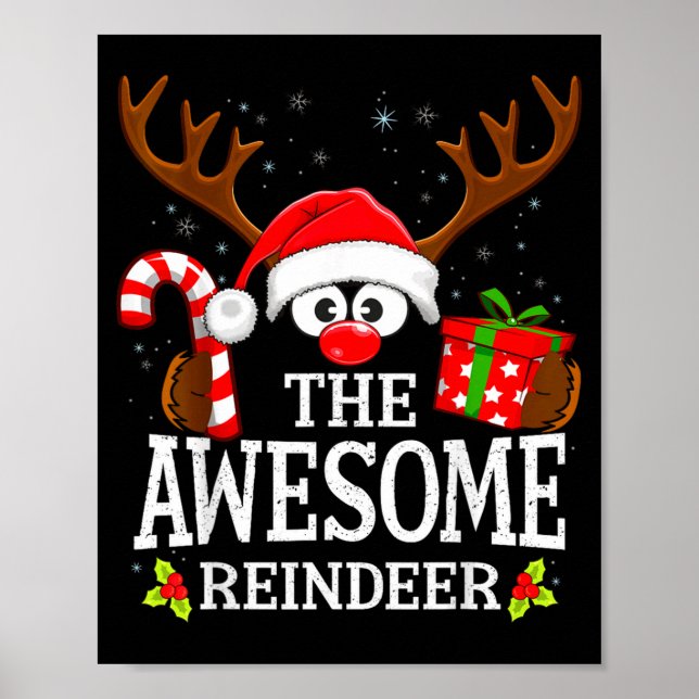 Christmas Matching The Awesome Reindeer Family  Poster (Front)