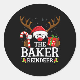 Christmas Matching The Baker Reindeer Family  Classic Round Sticker