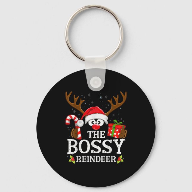 Christmas Matching The Bossy Reindeer Family  Keychain (Front)