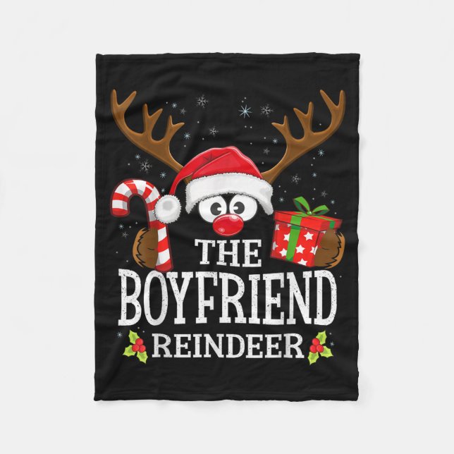 Christmas Matching The Boyfriend Reindeer Family  Fleece Blanket (Front)
