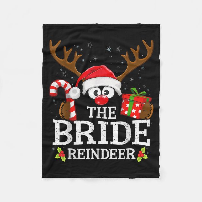 Christmas Matching The Bride Reindeer Family  Fleece Blanket (Front)