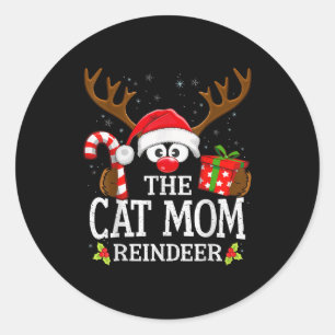 Christmas Matching The Cat Mom Reindeer Family  Classic Round Sticker