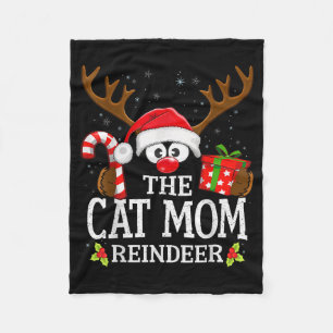 Christmas Matching The Cat Mom Reindeer Family  Fleece Blanket