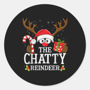 Christmas Matching The Chatty Reindeer Family , Sm Classic Round Sticker