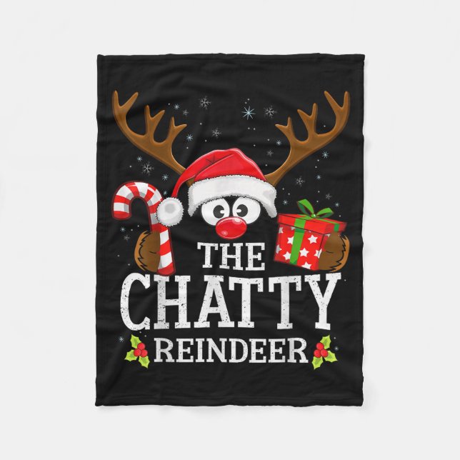 Christmas Matching The Chatty Reindeer Family , Sm Fleece Blanket (Front)