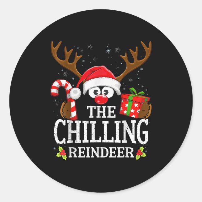 Christmas Matching The Chilling Reindeer Family  Classic Round Sticker (Front)