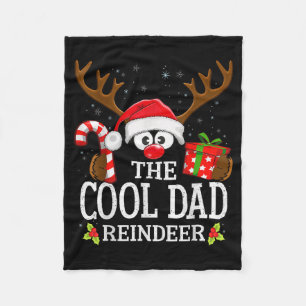 Christmas Matching The Cool Dad Reindeer Family  Fleece Blanket
