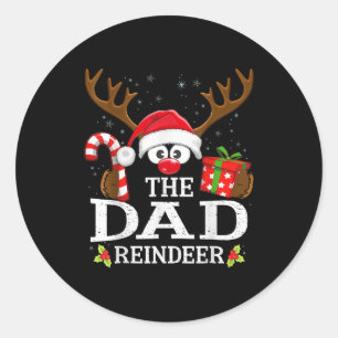 Christmas Matching The Dad Reindeer Family  Classic Round Sticker